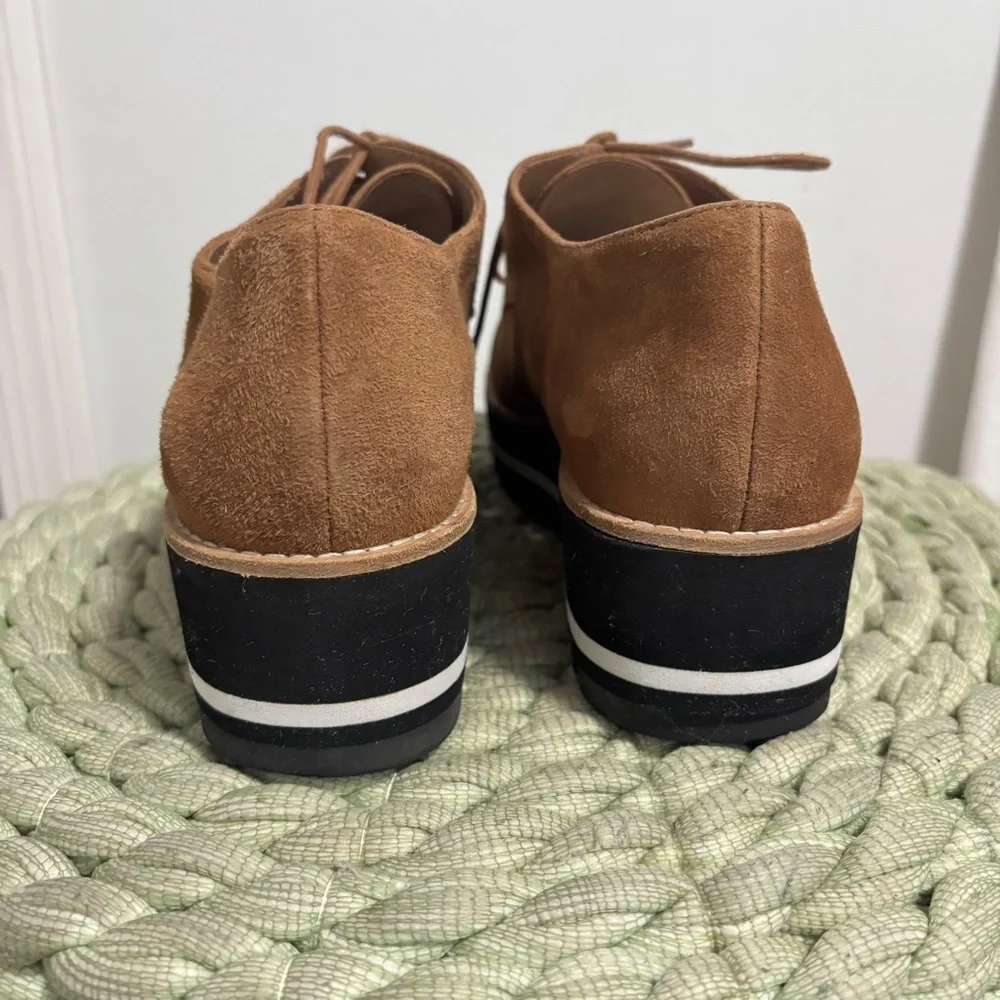 Eileen Fisher Eddy Tan/Brown Suede Platform Oxford Derby Shoes